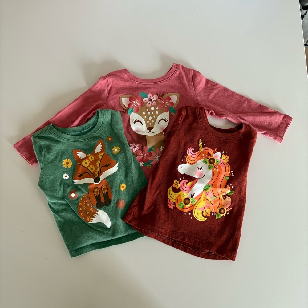 The Children's Place Kids' Green and Pink Animal Graphic Tees